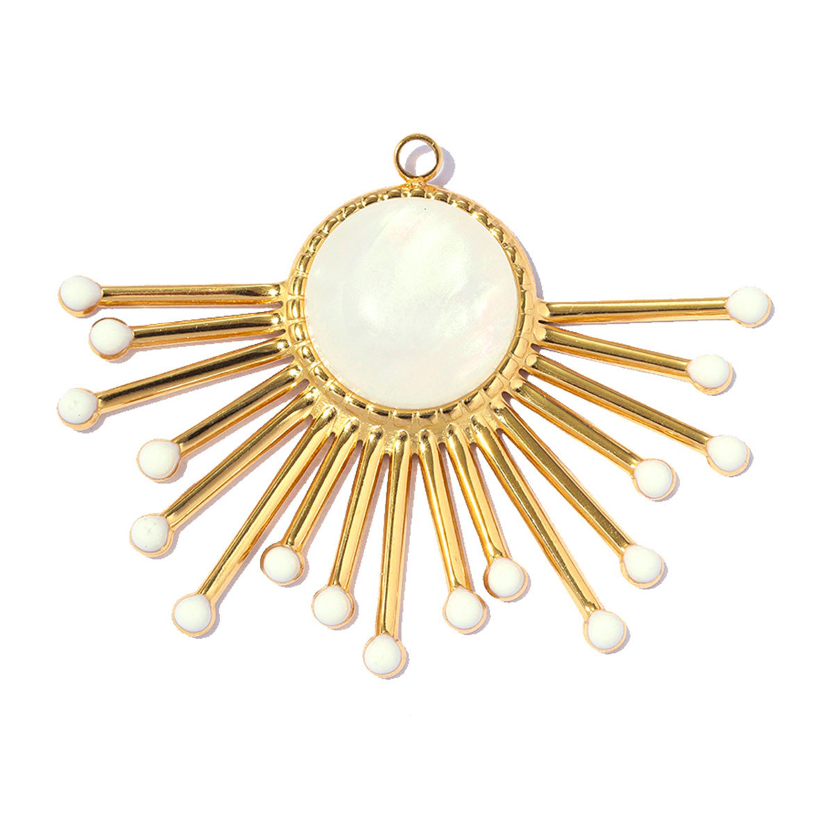 6pcs/pack Stainless Steel Natural Stone Sunburst DIY Earring Charm Star Evil Eye Necklace Pendant Woman Abalone Shell Heart Jewelry