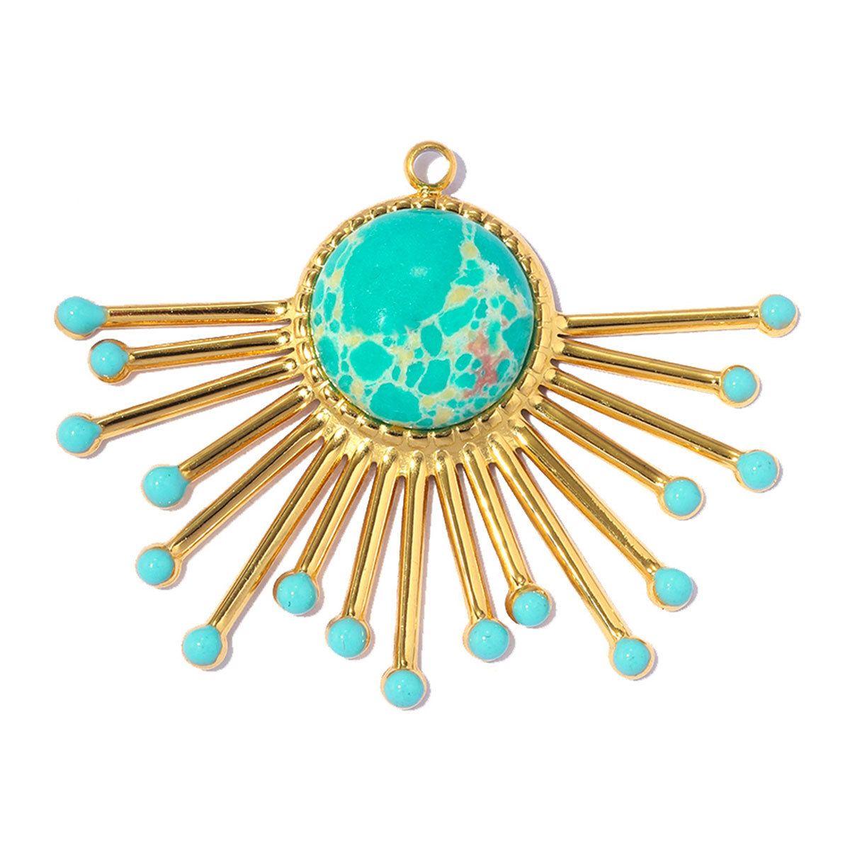 6pcs/pack Stainless Steel Natural Stone Sunburst DIY Earring Charm Star Evil Eye Necklace Pendant Woman Abalone Shell Heart Jewelry