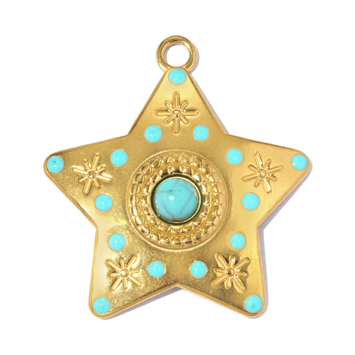 6pcs/pack Stainless Steel Natural Stone Sunburst DIY Earring Charm Star Evil Eye Necklace Pendant Woman Abalone Shell Heart Jewelry