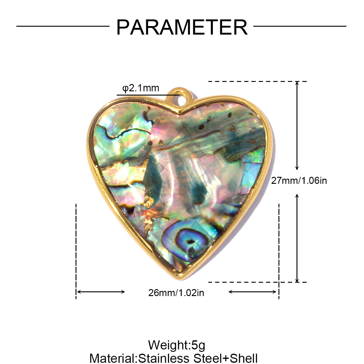 6pcs/pack Stainless Steel Natural Stone Sunburst DIY Earring Charm Star Evil Eye Necklace Pendant Woman Abalone Shell Heart Jewelry