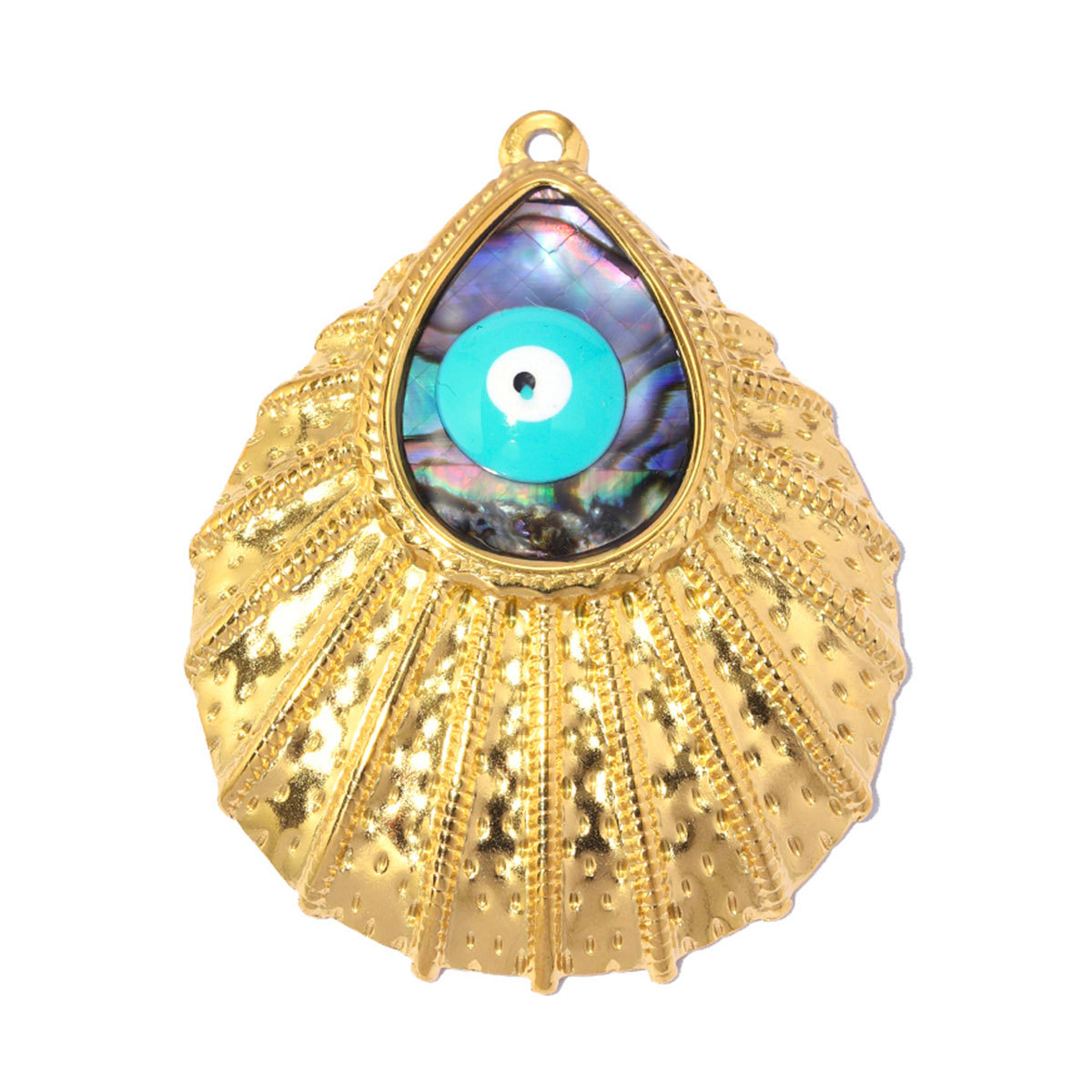 6pcs/pack Stainless Steel Natural Stone Sunburst DIY Earring Charm Star Evil Eye Necklace Pendant Woman Abalone Shell Heart Jewelry