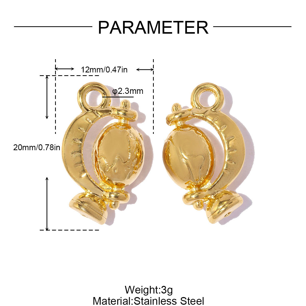 6pcs/pack Stainless Steel 3D Boxing Gloves Globe DIY Charms Evil Eye Shell Necklace Pendant Moon Star Shoe Accessory Wholesale