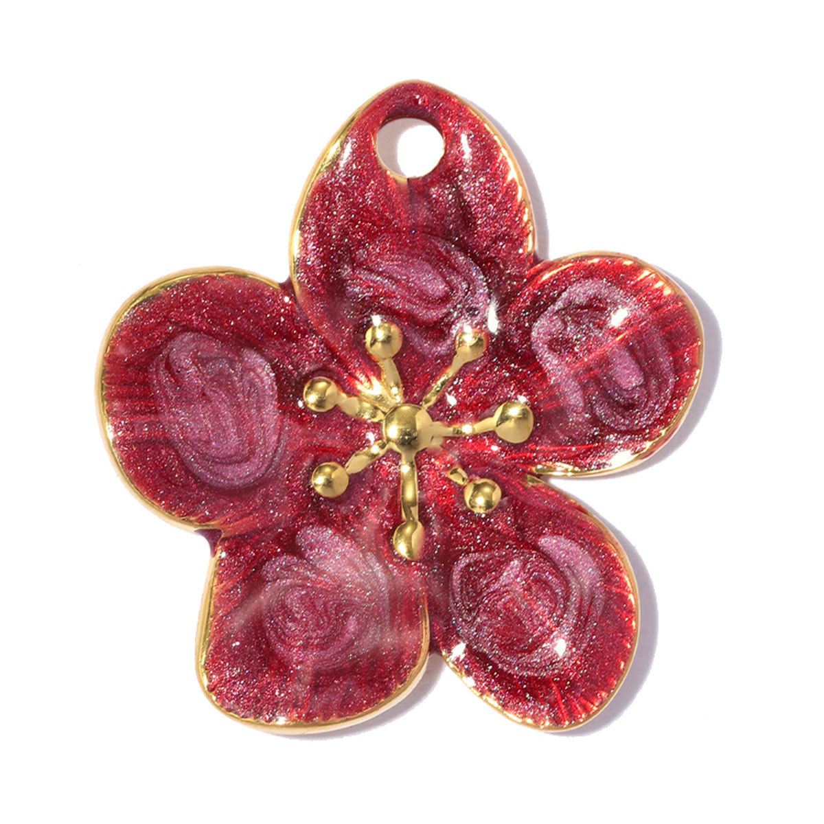 6pcs/pack Stainless Steel Rhinestone Flower Clover DIY Charms Enamel Poker Heart Necklace Pendant Butterfly Shoe Accessory Wholesale