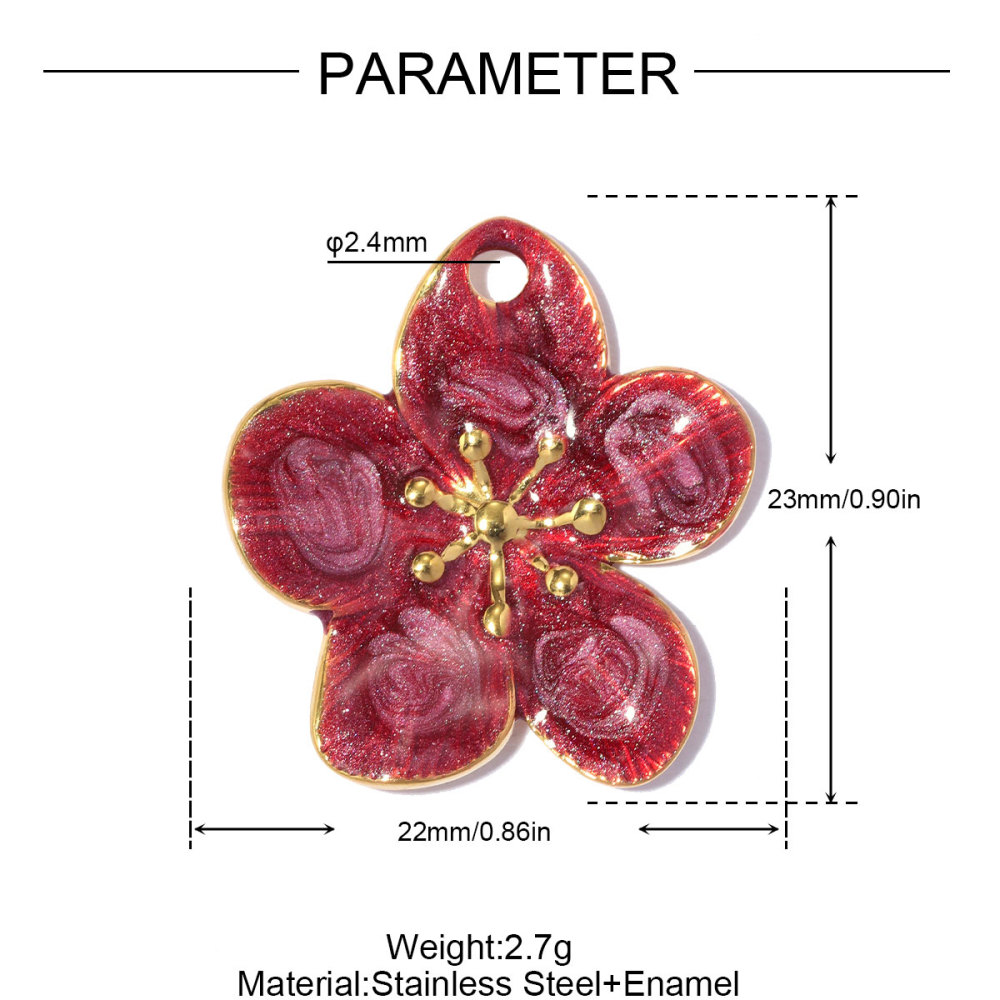 6pcs/pack Stainless Steel Rhinestone Flower Clover DIY Charms Enamel Poker Heart Necklace Pendant Butterfly Shoe Accessory Wholesale