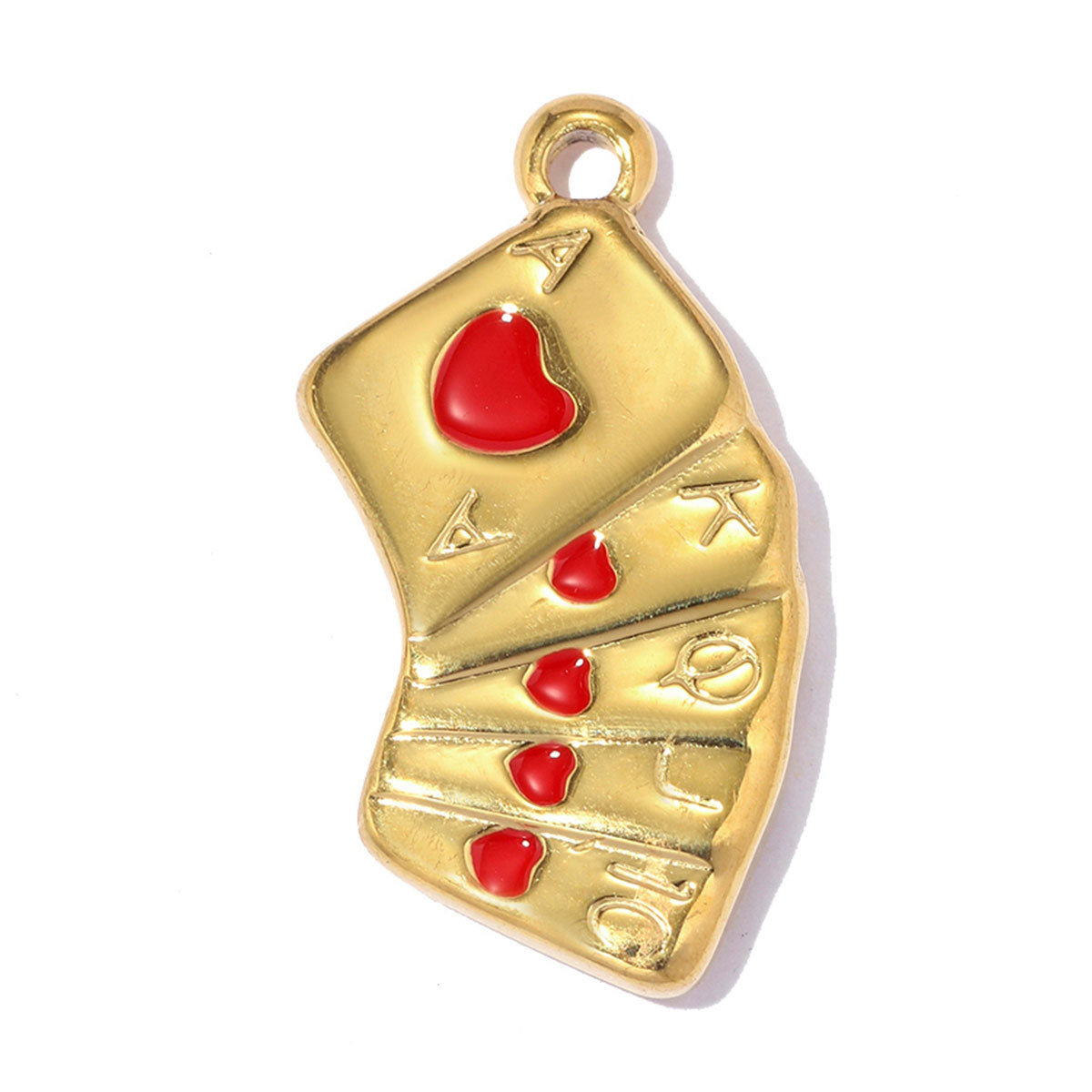 6pcs/pack Stainless Steel Rhinestone Flower Clover DIY Charms Enamel Poker Heart Necklace Pendant Butterfly Shoe Accessory Wholesale