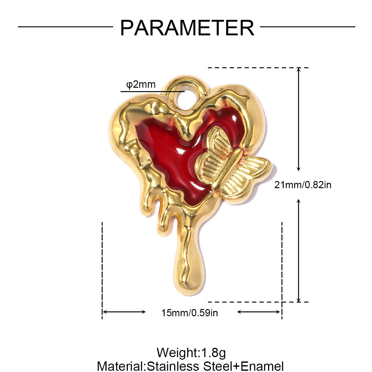 6pcs/pack Stainless Steel Rhinestone Flower Clover DIY Charms Enamel Poker Heart Necklace Pendant Butterfly Shoe Accessory Wholesale