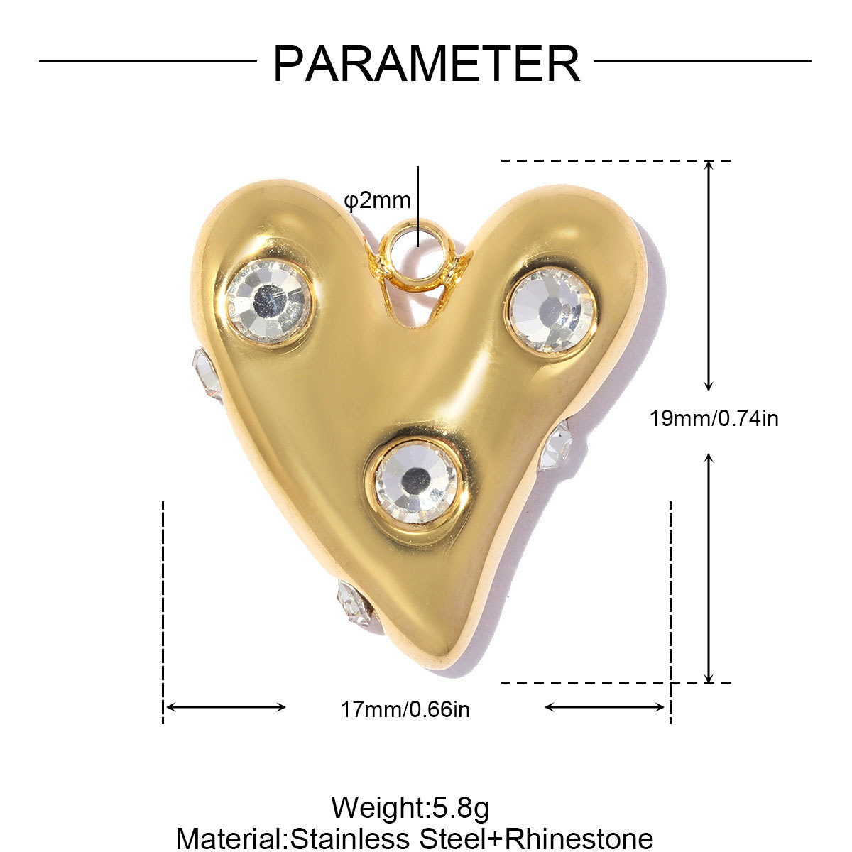 6pcs/pack Stainless Steel Rhinestone Flower Clover DIY Charms Enamel Poker Heart Necklace Pendant Butterfly Shoe Accessory Wholesale