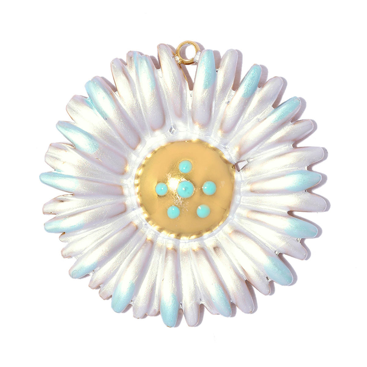 6pcs/pack Stainless Steel Enamel Daisy Clover DIY Earring Charms ABS Pearl Big Flower Necklace Pendants Round Circle Jewelry Wholesale