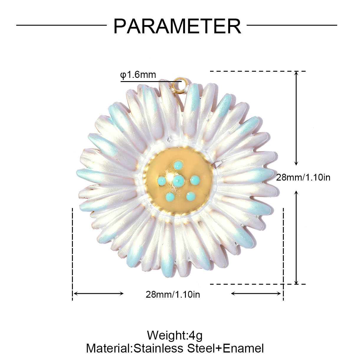 6pcs/pack Stainless Steel Enamel Daisy Clover DIY Earring Charms ABS Pearl Big Flower Necklace Pendants Round Circle Jewelry Wholesale