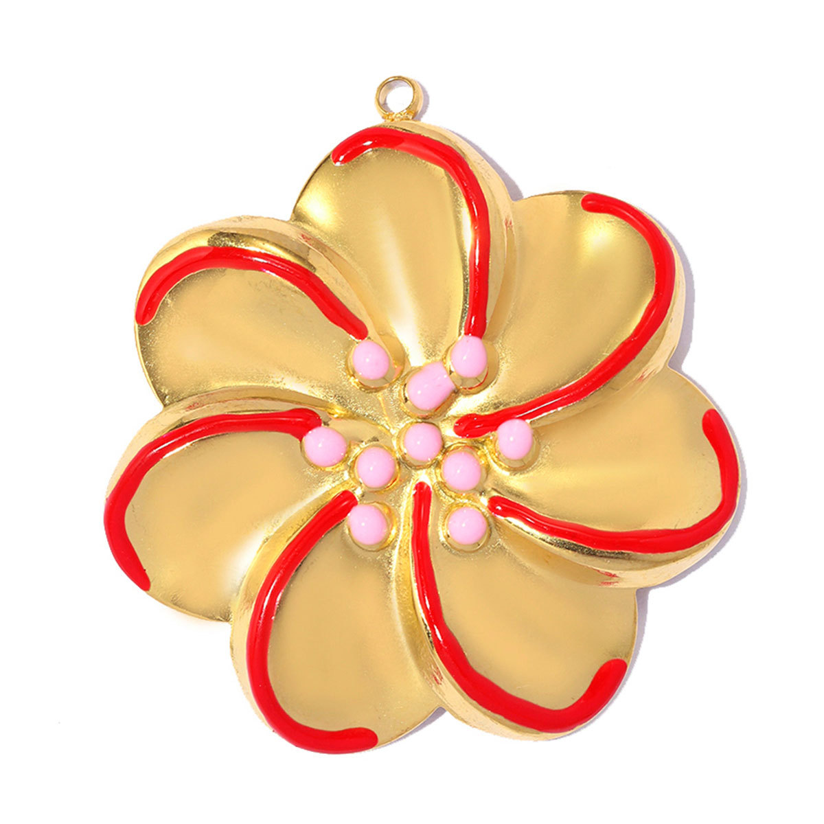 6pcs/pack Stainless Steel Enamel Daisy Clover DIY Earring Charms ABS Pearl Big Flower Necklace Pendants Round Circle Jewelry Wholesale
