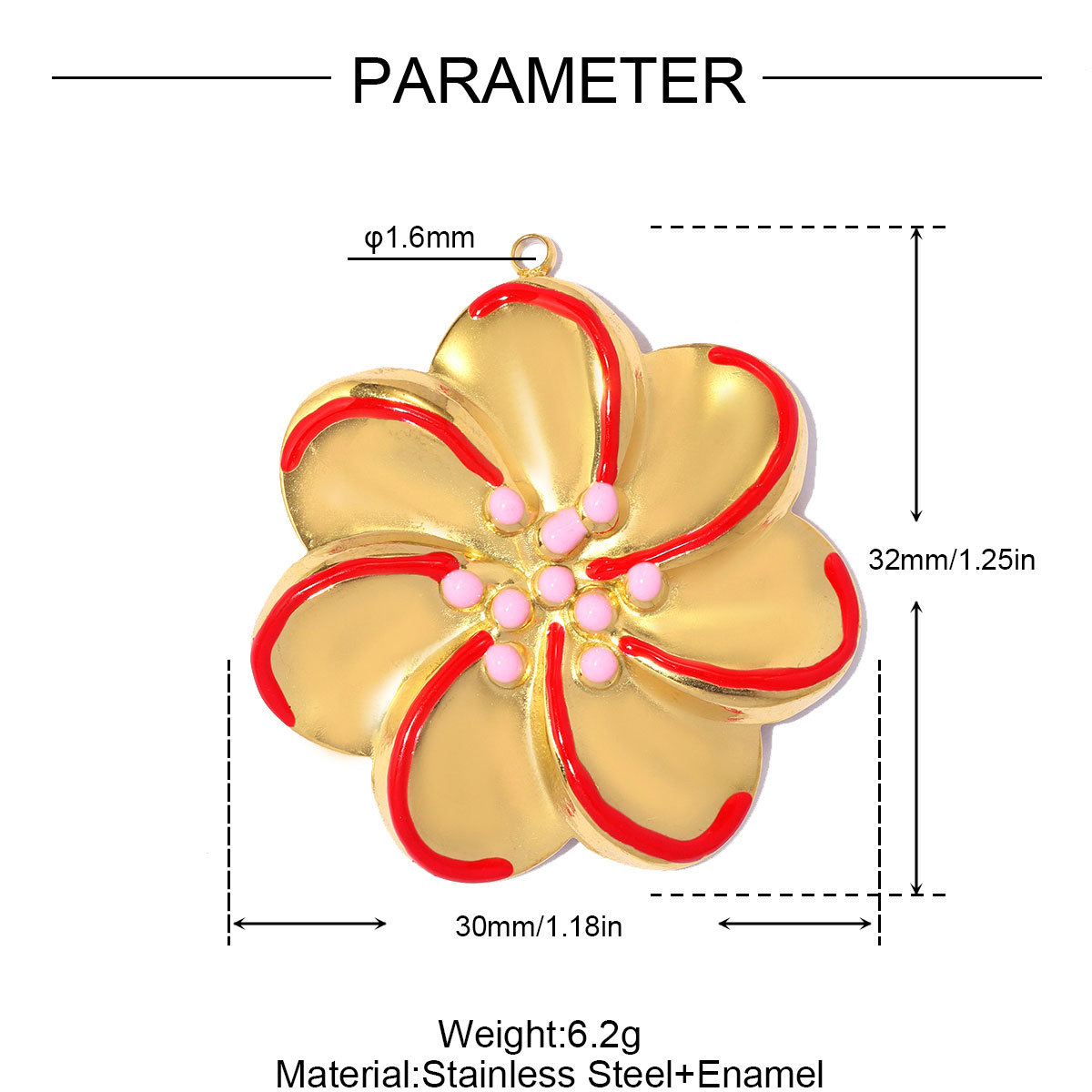 6pcs/pack Stainless Steel Enamel Daisy Clover DIY Earring Charms ABS Pearl Big Flower Necklace Pendants Round Circle Jewelry Wholesale