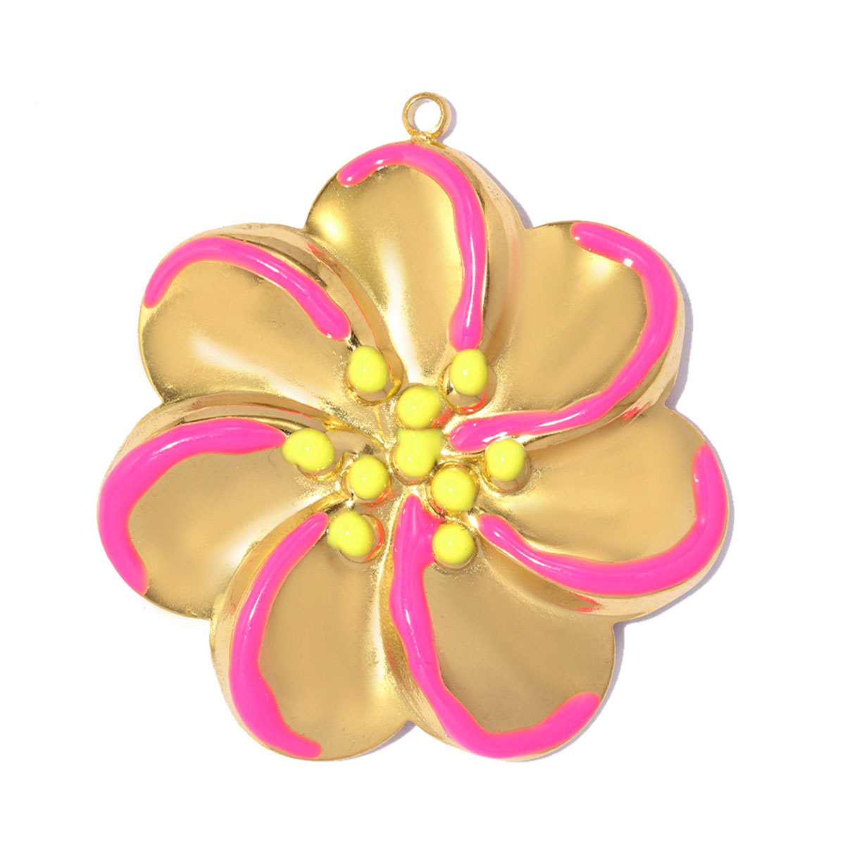 6pcs/pack Stainless Steel Enamel Daisy Clover DIY Earring Charms ABS Pearl Big Flower Necklace Pendants Round Circle Jewelry Wholesale