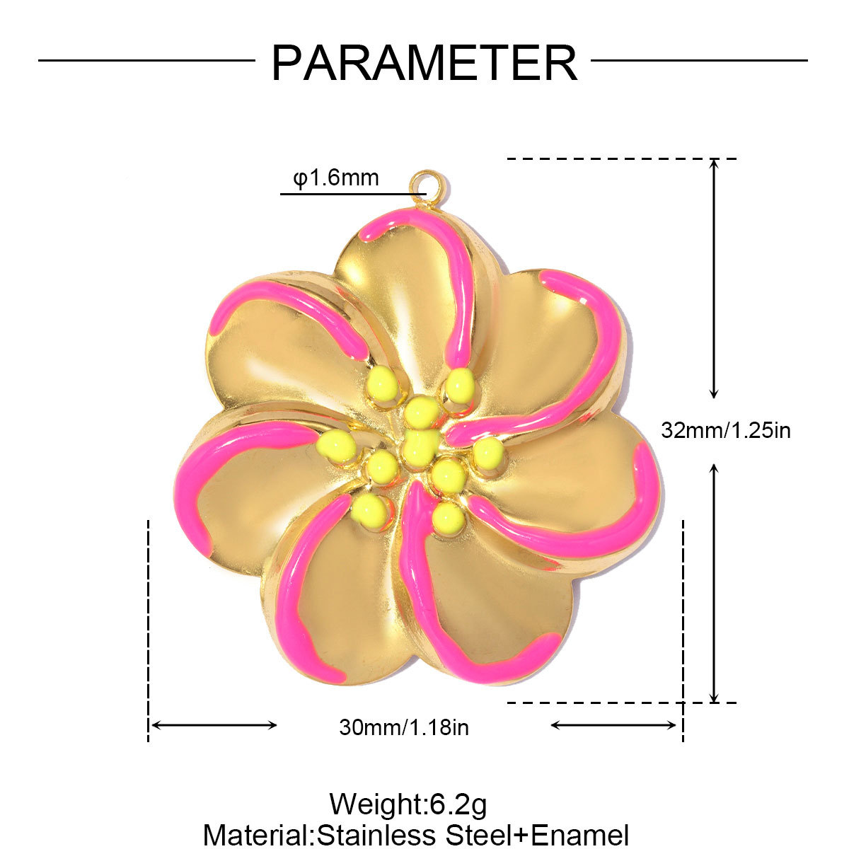 6pcs/pack Stainless Steel Enamel Daisy Clover DIY Earring Charms ABS Pearl Big Flower Necklace Pendants Round Circle Jewelry Wholesale