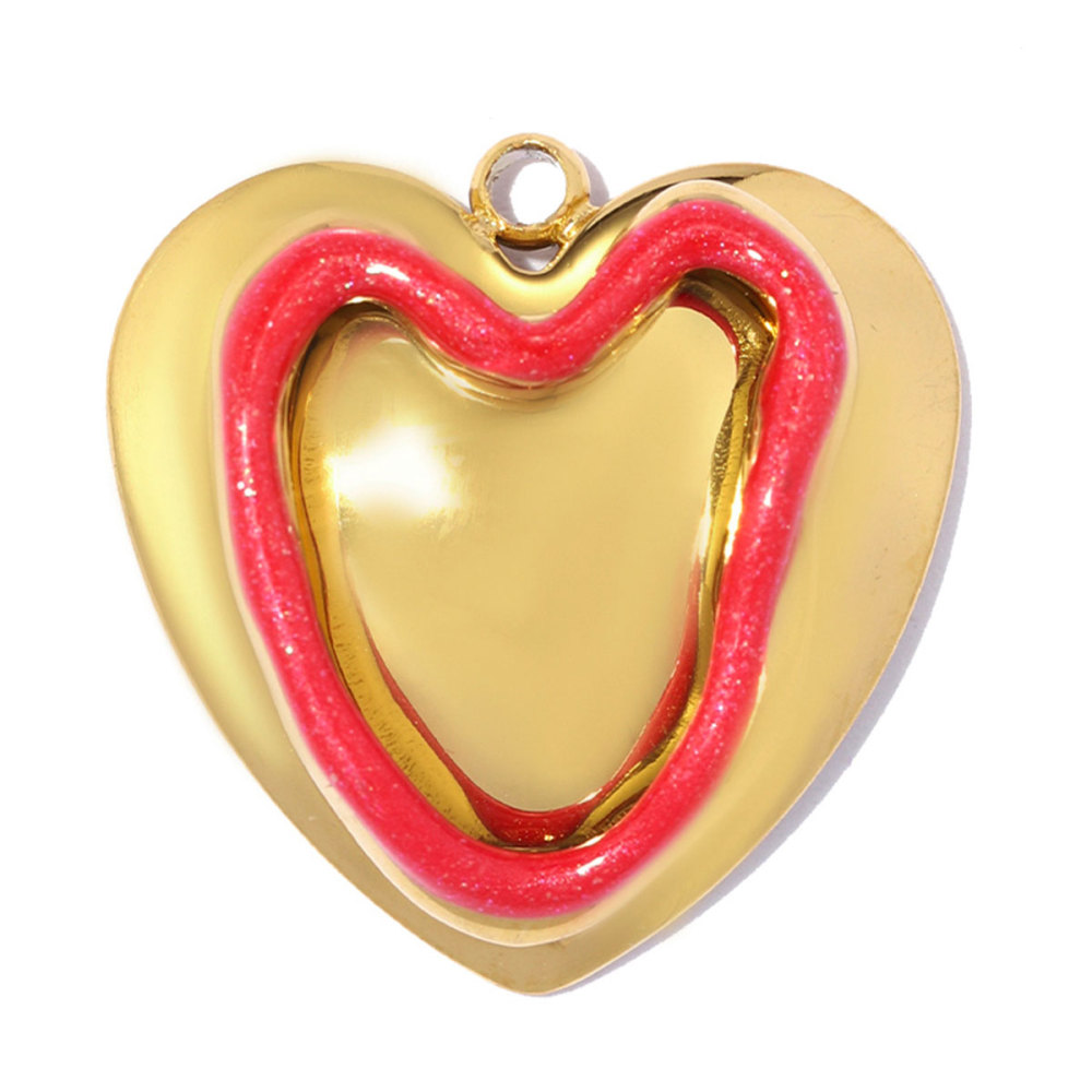 6pcs/pack Stainless Steel Natural Stone Oval DIY Charms Enamel Love Heart Necklace Pendants Five-Petaled Flower Jewelry Wholesale