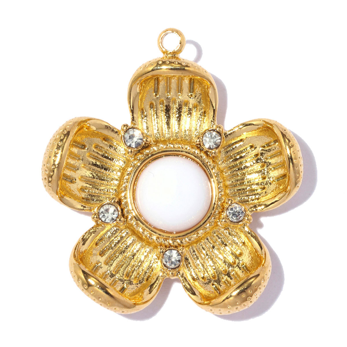 6pcs/pack Stainless Steel Natural Stone Oval DIY Charms Enamel Love Heart Necklace Pendants Five-Petaled Flower Jewelry Wholesale
