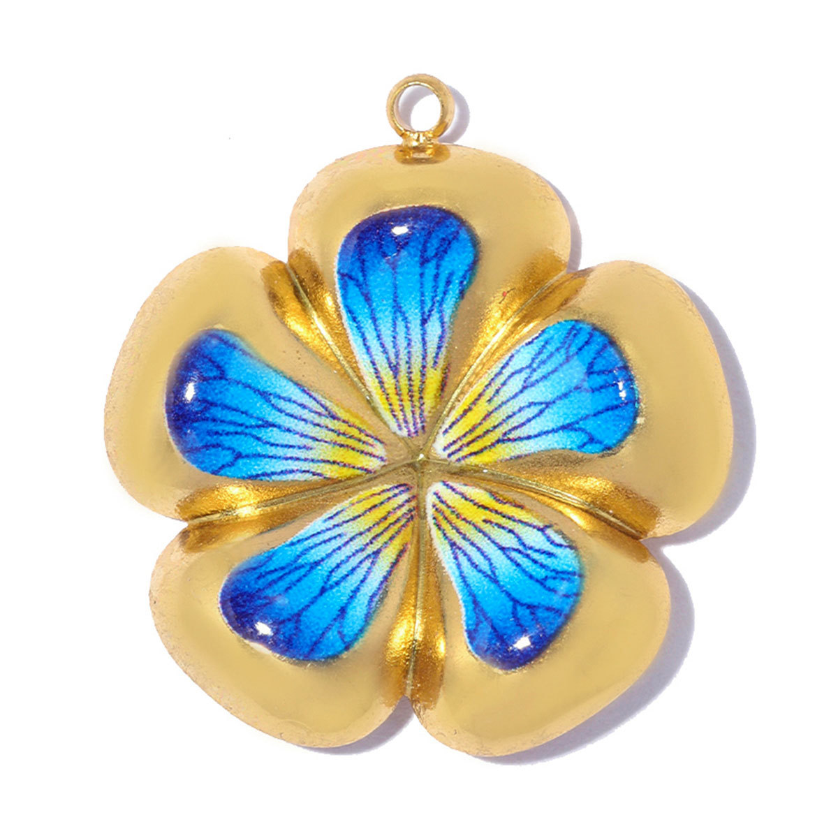 6pcs/pack Stainless Steel Natural Stone Oval DIY Charms Enamel Love Heart Necklace Pendants Five-Petaled Flower Jewelry Wholesale