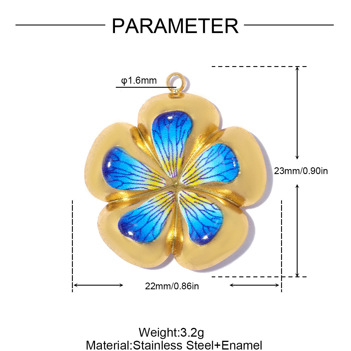 6pcs/pack Stainless Steel Natural Stone Oval DIY Charms Enamel Love Heart Necklace Pendants Five-Petaled Flower Jewelry Wholesale