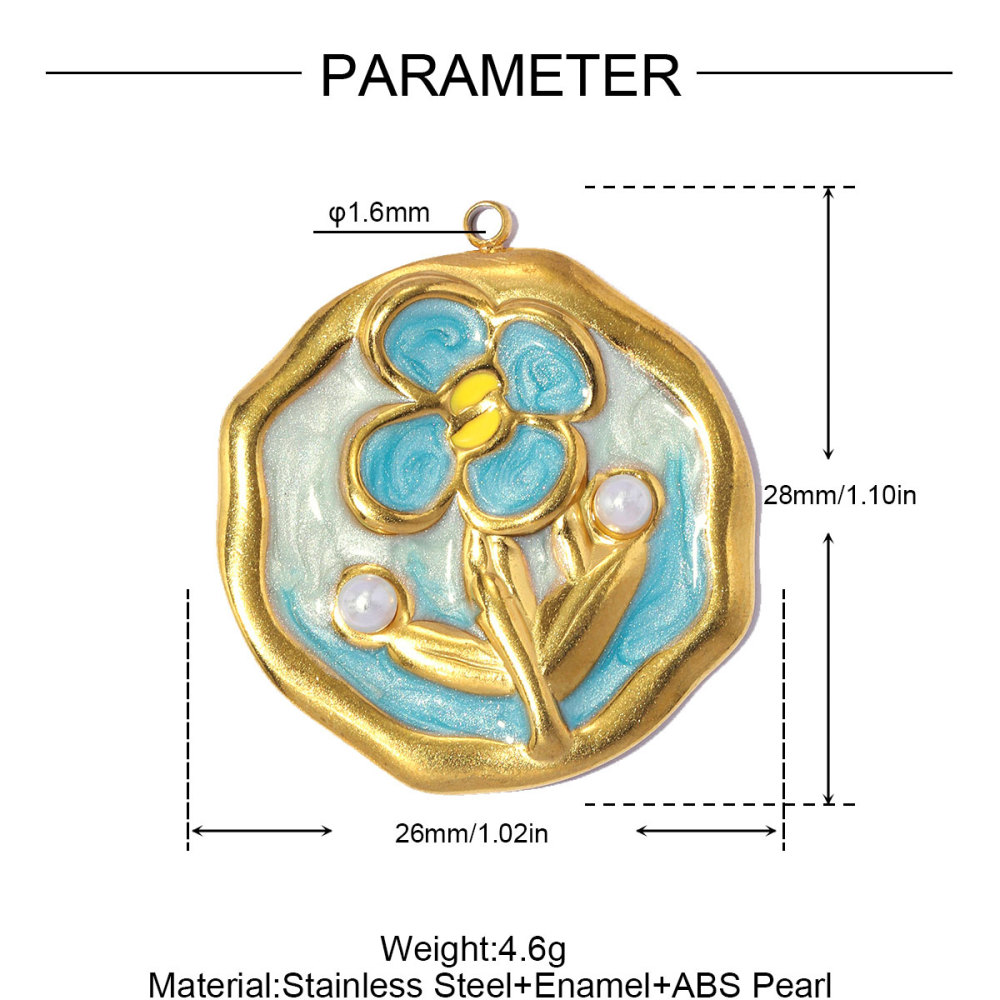 6pcs/pack French Stainless Steel Enamel Glitter Flower DIY Charms Butterfly Rose Necklace Pendants Love Heart Ring Jewelry Wholesale