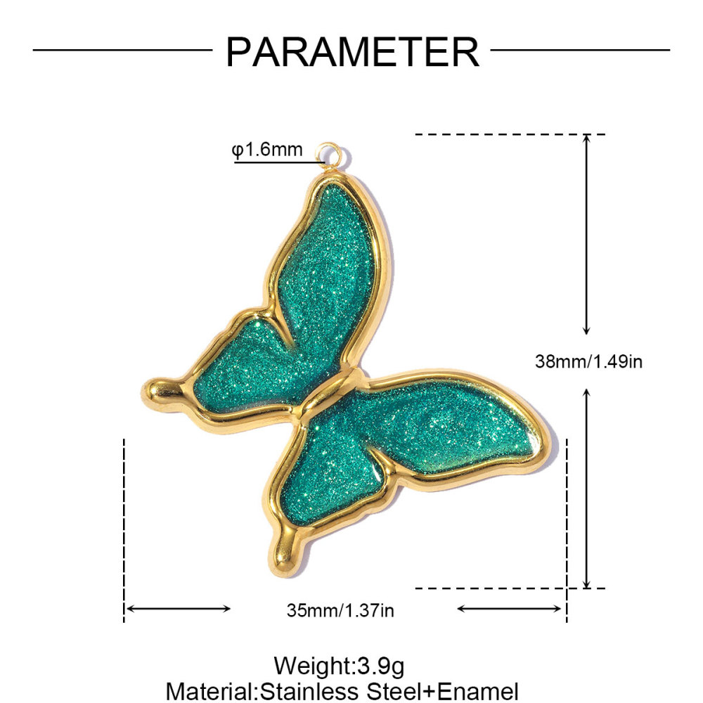 6pcs/pack French Stainless Steel Enamel Glitter Flower DIY Charms Butterfly Rose Necklace Pendants Love Heart Ring Jewelry Wholesale