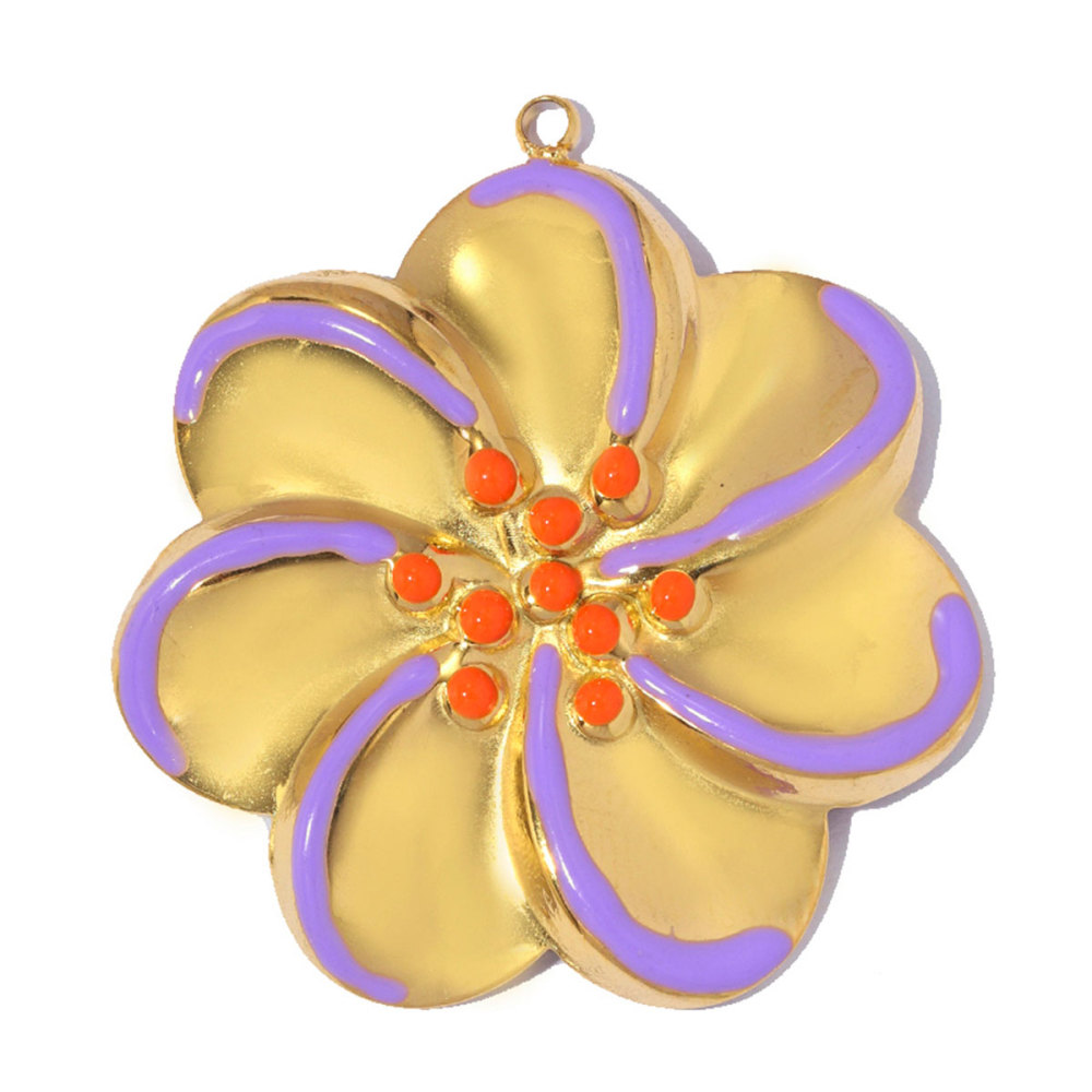 6pcs/pack French Stainless Steel Enamel Glitter Flower DIY Charms Butterfly Rose Necklace Pendants Love Heart Ring Jewelry Wholesale