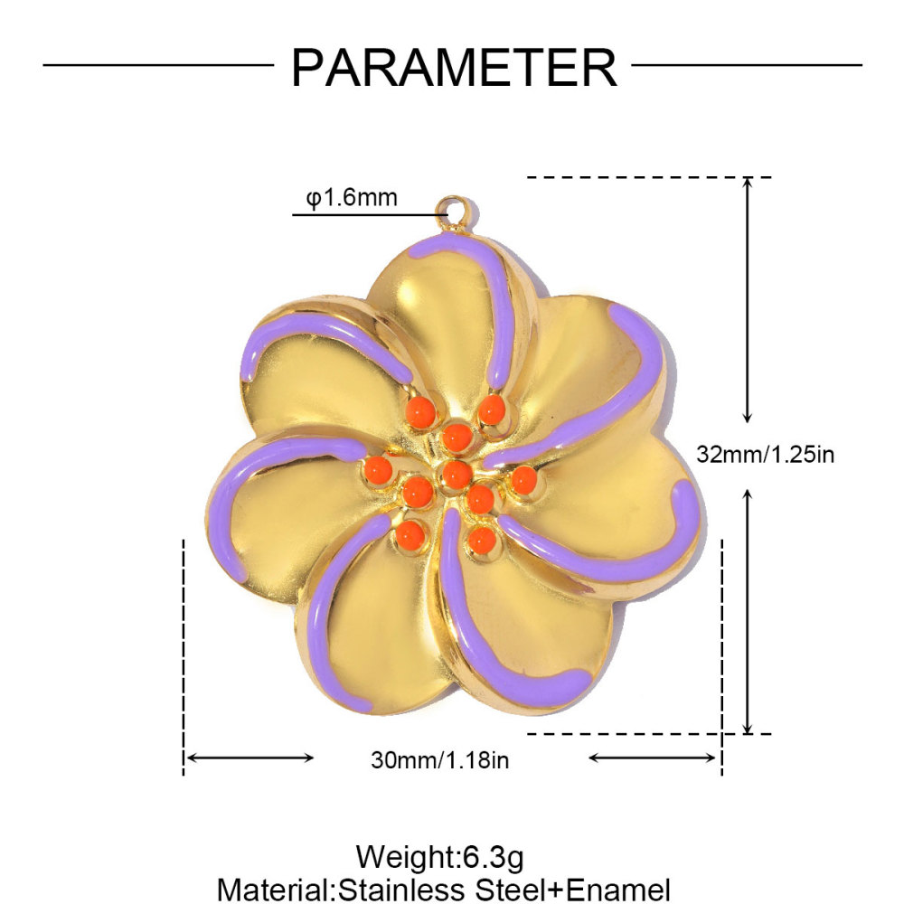 6pcs/pack French Stainless Steel Enamel Glitter Flower DIY Charms Butterfly Rose Necklace Pendants Love Heart Ring Jewelry Wholesale