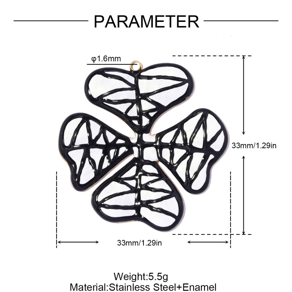 6pcs/pack Large Stainless Steel Enamel Clover Flower DIY Earring Charms Swirl Sun Necklace Pendants Dragonfly Jewelry Wholesale