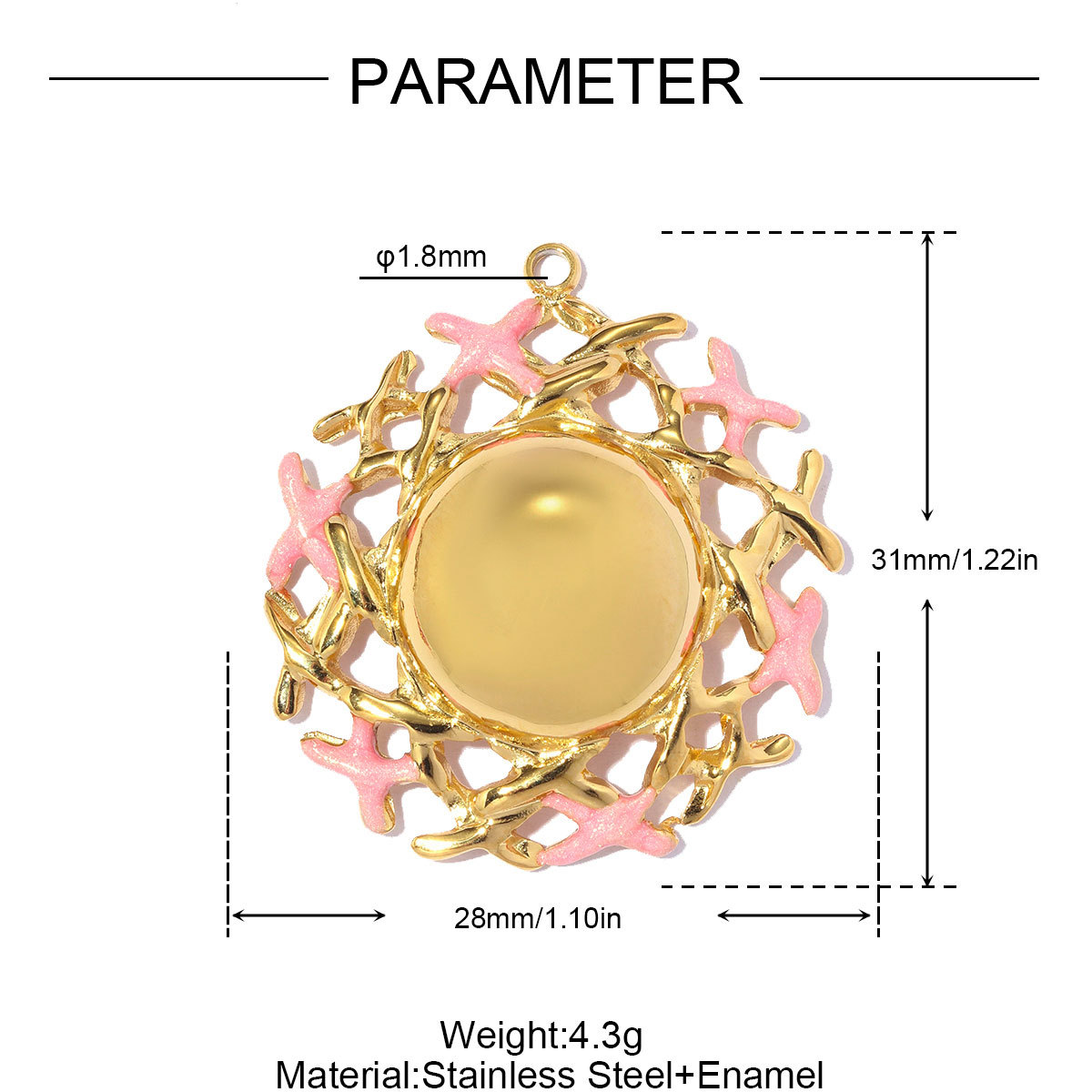 6pcs/pack Large Stainless Steel Enamel Clover Flower DIY Earring Charms Swirl Sun Necklace Pendants Dragonfly Jewelry Wholesale