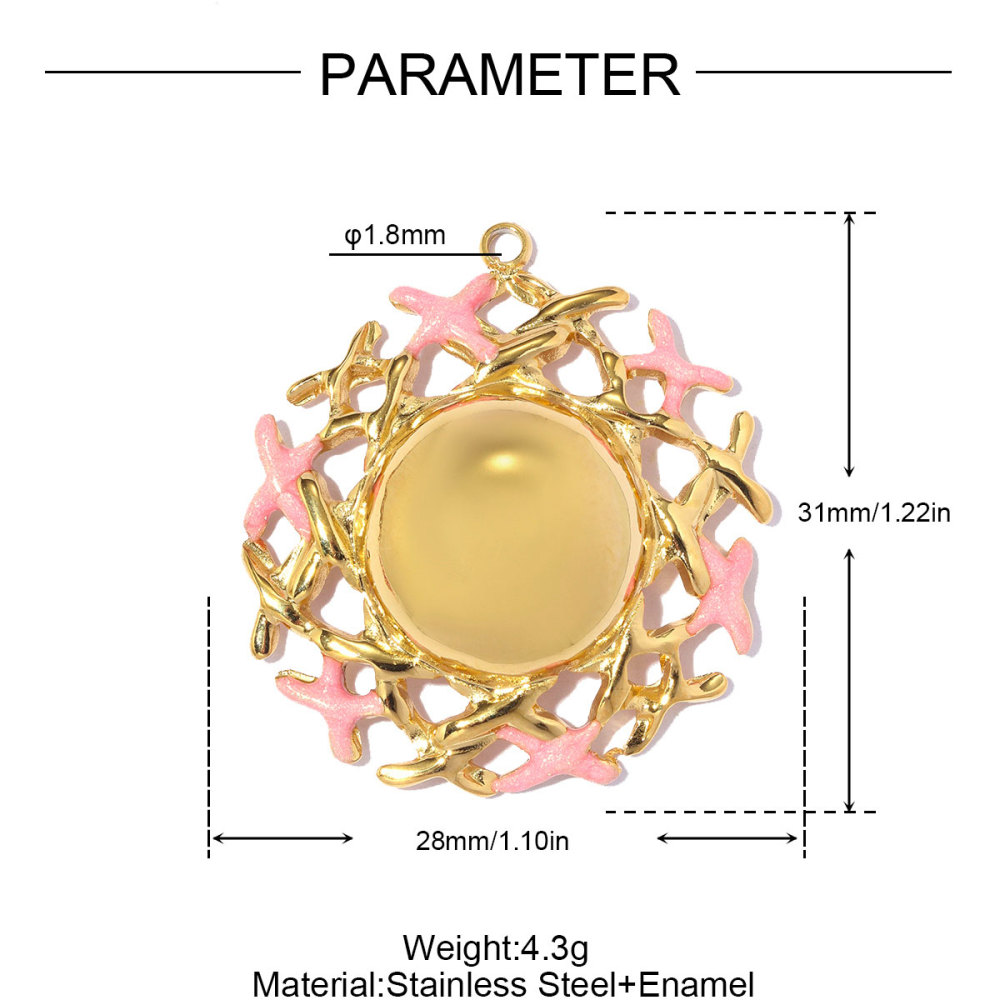 6pcs/pack Large Stainless Steel Enamel Clover Flower DIY Earring Charms Swirl Sun Necklace Pendants Dragonfly Jewelry Wholesale