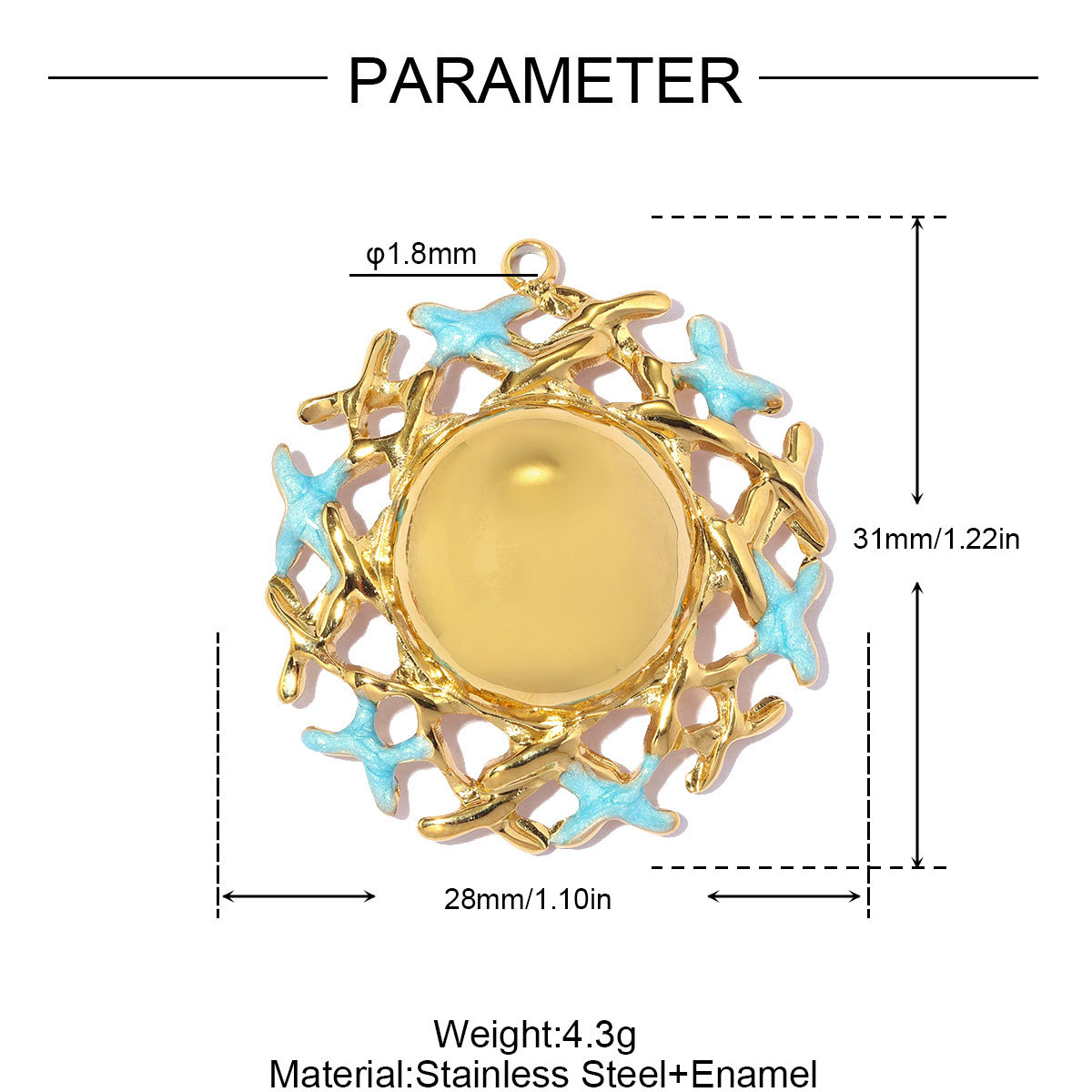 6pcs/pack Large Stainless Steel Enamel Clover Flower DIY Earring Charms Swirl Sun Necklace Pendants Dragonfly Jewelry Wholesale
