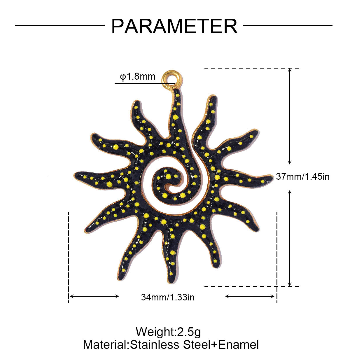 6pcs/pack Large Stainless Steel Enamel Clover Flower DIY Earring Charms Swirl Sun Necklace Pendants Dragonfly Jewelry Wholesale