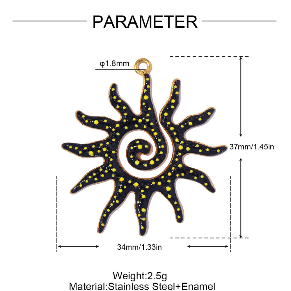 6pcs/pack Large Stainless Steel Enamel Clover Flower DIY Earring Charms Swirl Sun Necklace Pendants Dragonfly Jewelry Wholesale