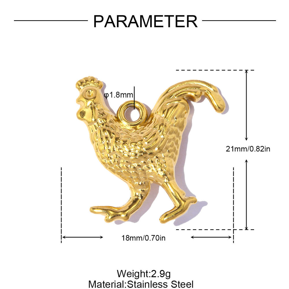 6pcs/pack Stainless Steel Rocking Horse Rabbit DIY Charms Rhinestone Bee Rooster Necklace Pendants Woman Heart Jewelry Wholesale