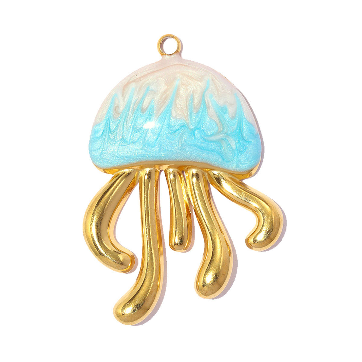 6pcs/pack Stainless Steel Enamel Fish Jellyfish DIY Earring Charms Shell Conch Coral Necklace Pendants Woman Starfish Jewelry Wholesale