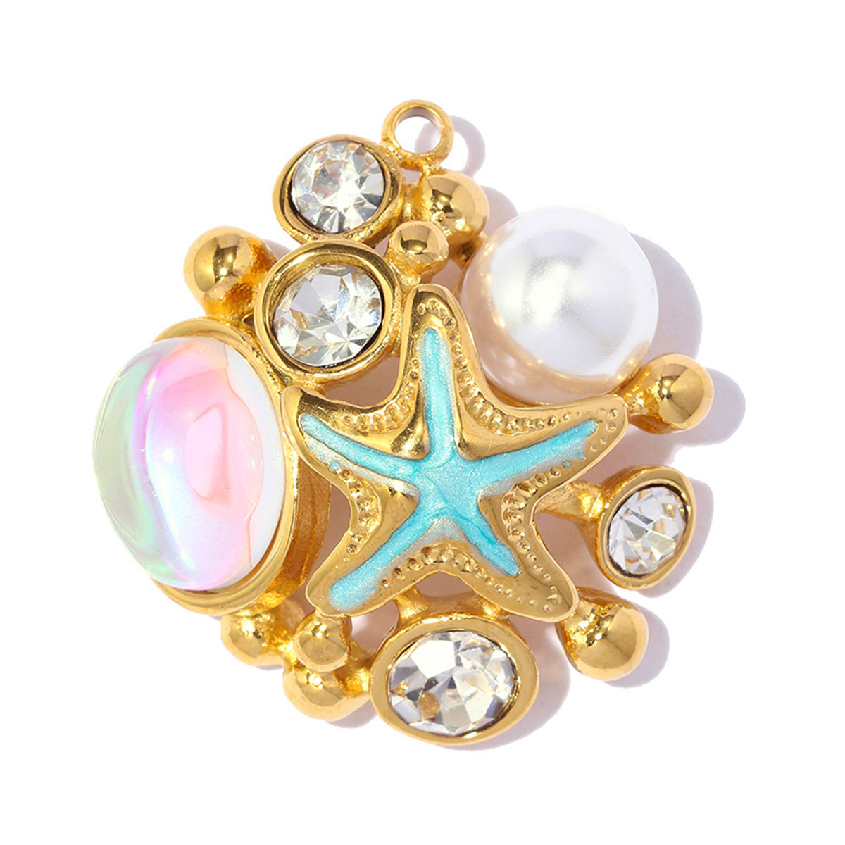 6pcs/pack Stainless Steel Enamel Fish Jellyfish DIY Earring Charms Shell Conch Coral Necklace Pendants Woman Starfish Jewelry Wholesale