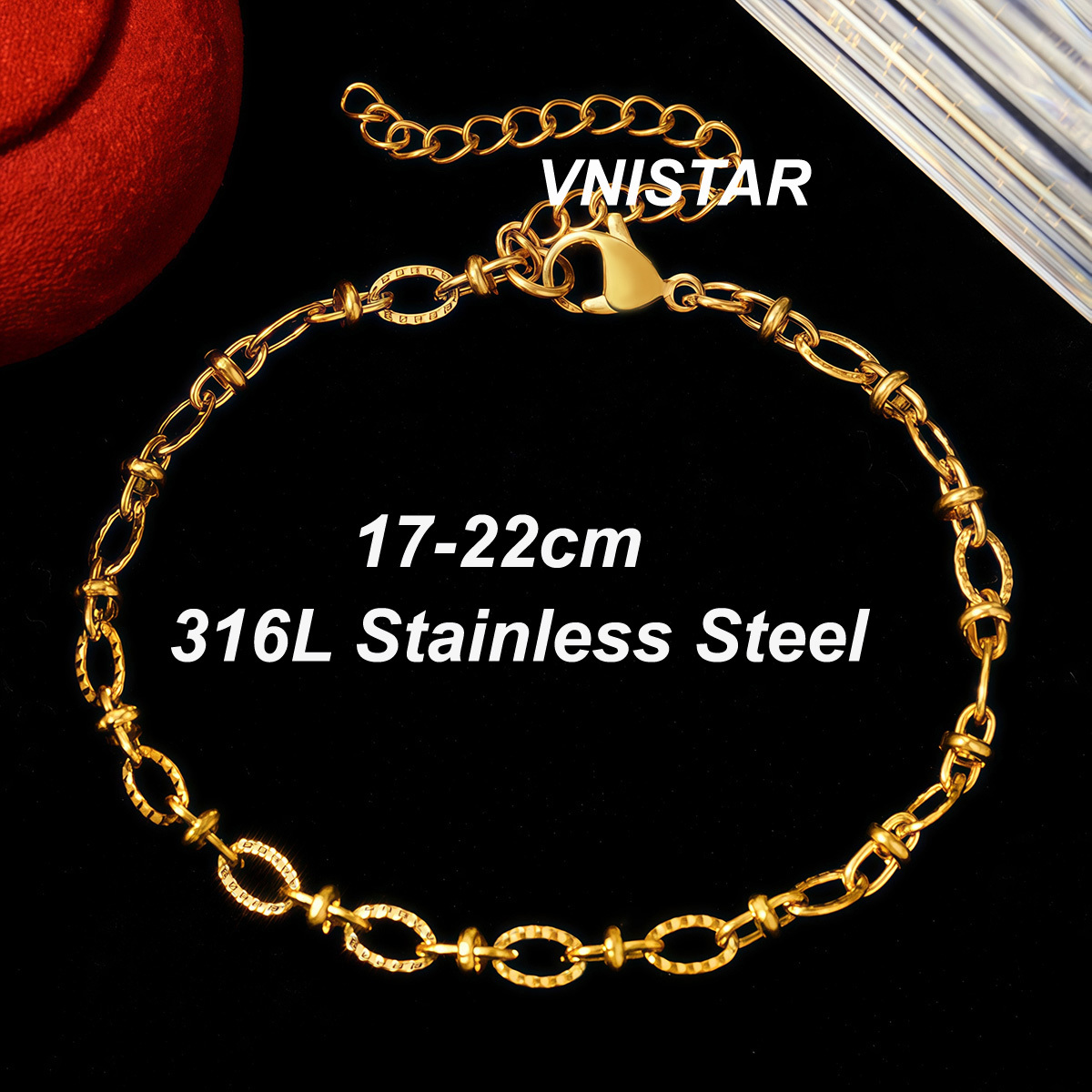 12pcs/pack 17-22cm 18k Gold Plated Stainless Steel Paperclip Cross Link Chain Bracelet Women Handmade DIY Charm Jewelry Making
