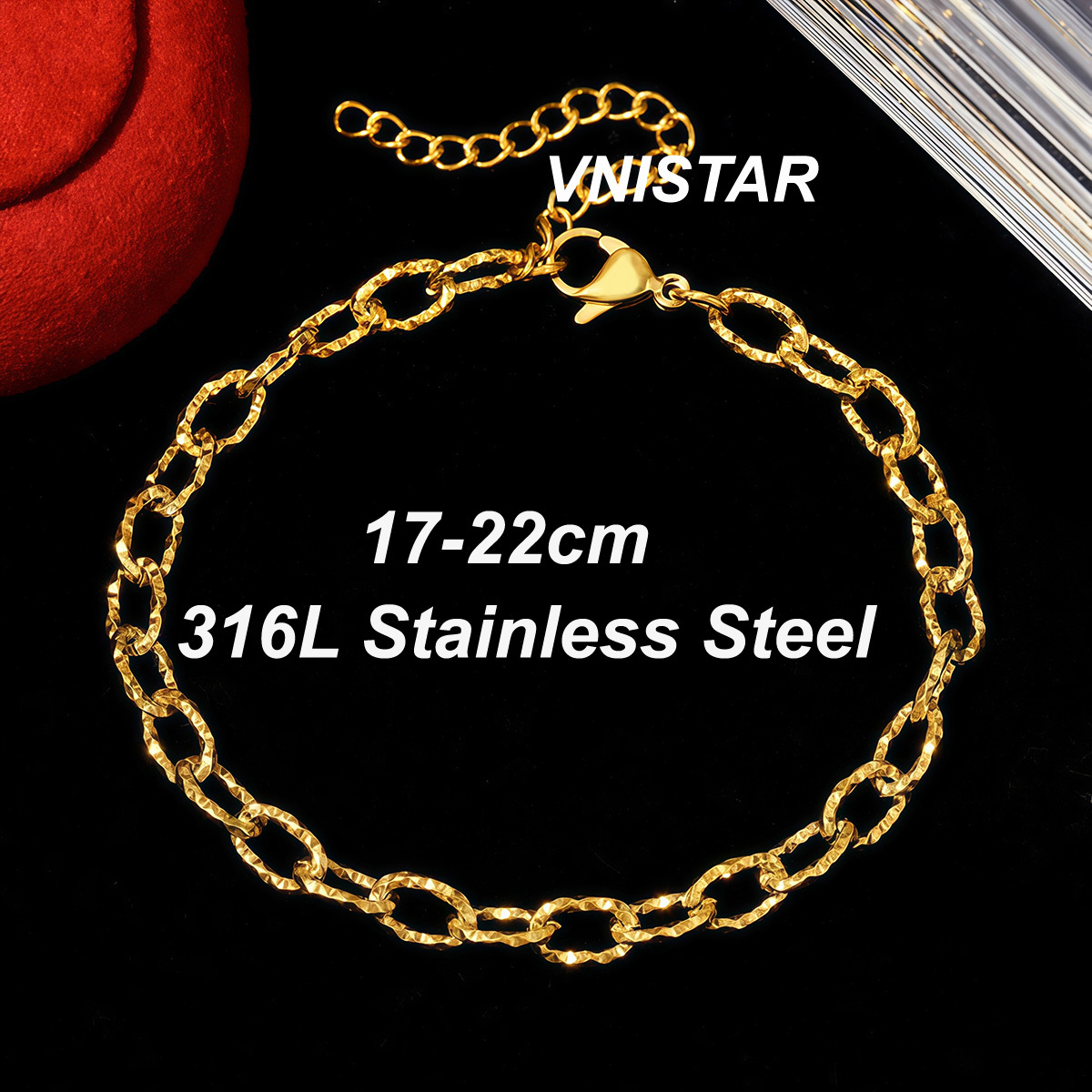12pcs/pack 17-22cm 18k Gold Plated Stainless Steel Paperclip Cross Link Chain Bracelet Women Handmade DIY Charm Jewelry Making