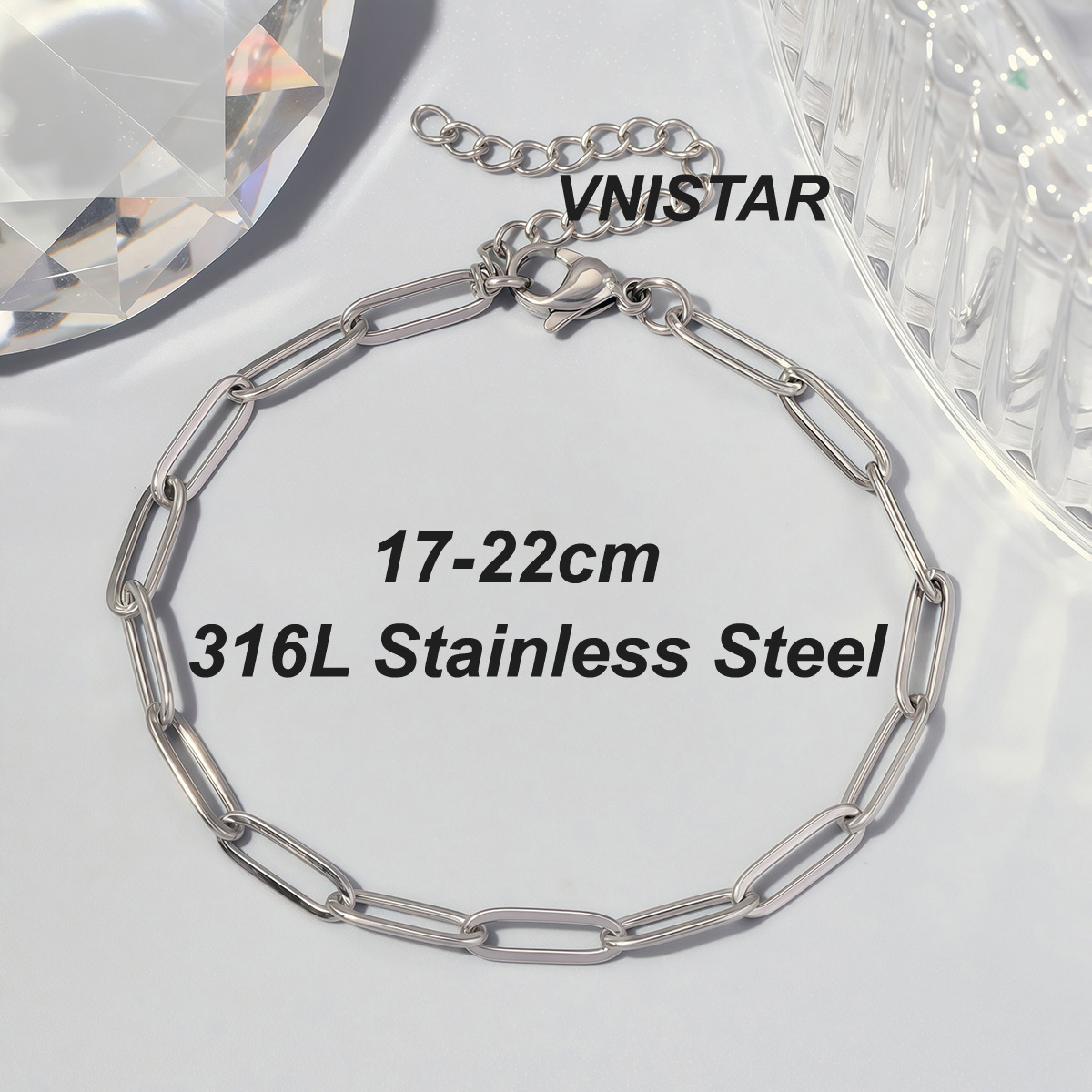 12pcs/pack 17-22cm 18k Gold Plated Stainless Steel Paperclip Cross Link Chain Bracelet Women Handmade DIY Charm Jewelry Making