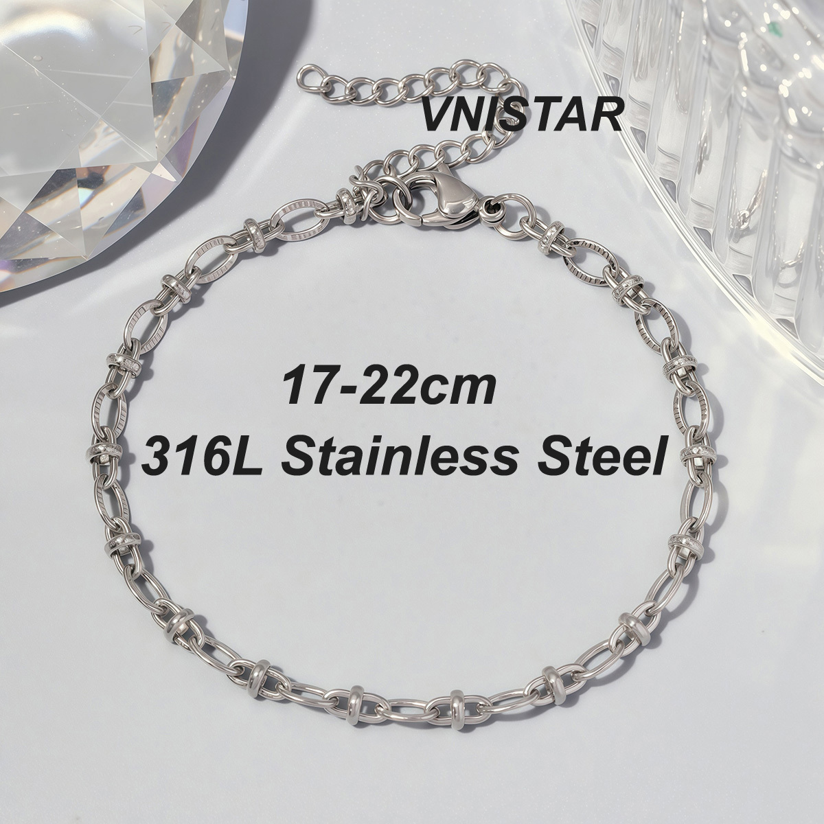 12pcs/pack 17-22cm 18k Gold Plated Stainless Steel Paperclip Cross Link Chain Bracelet Women Handmade DIY Charm Jewelry Making
