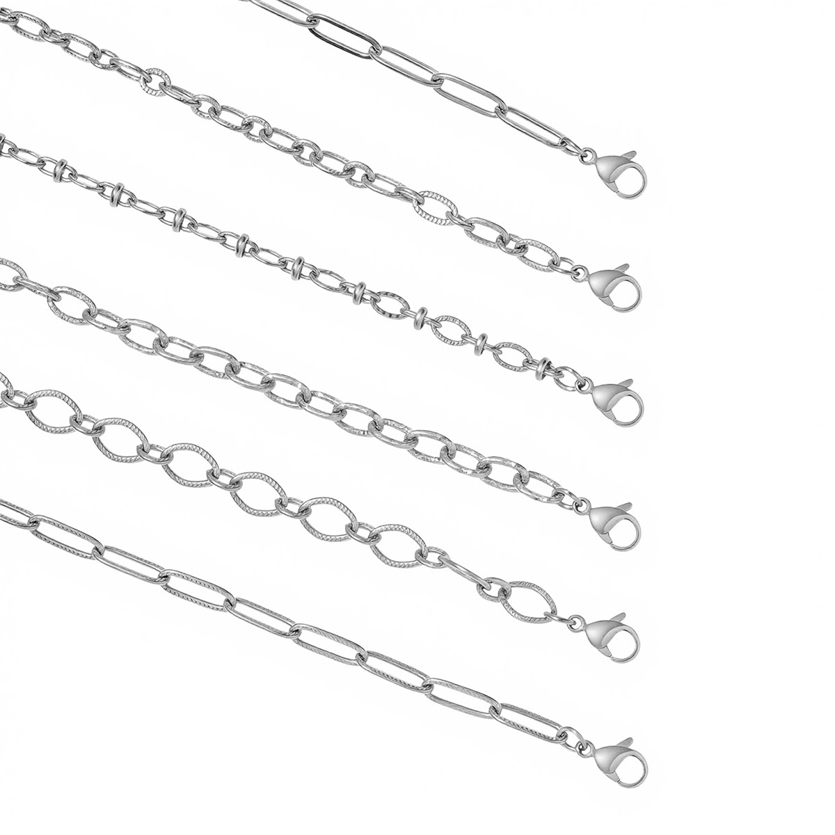 12pcs/pack 17-22cm 18k Gold Plated Stainless Steel Paperclip Cross Link Chain Bracelet Women Handmade DIY Charm Jewelry Making