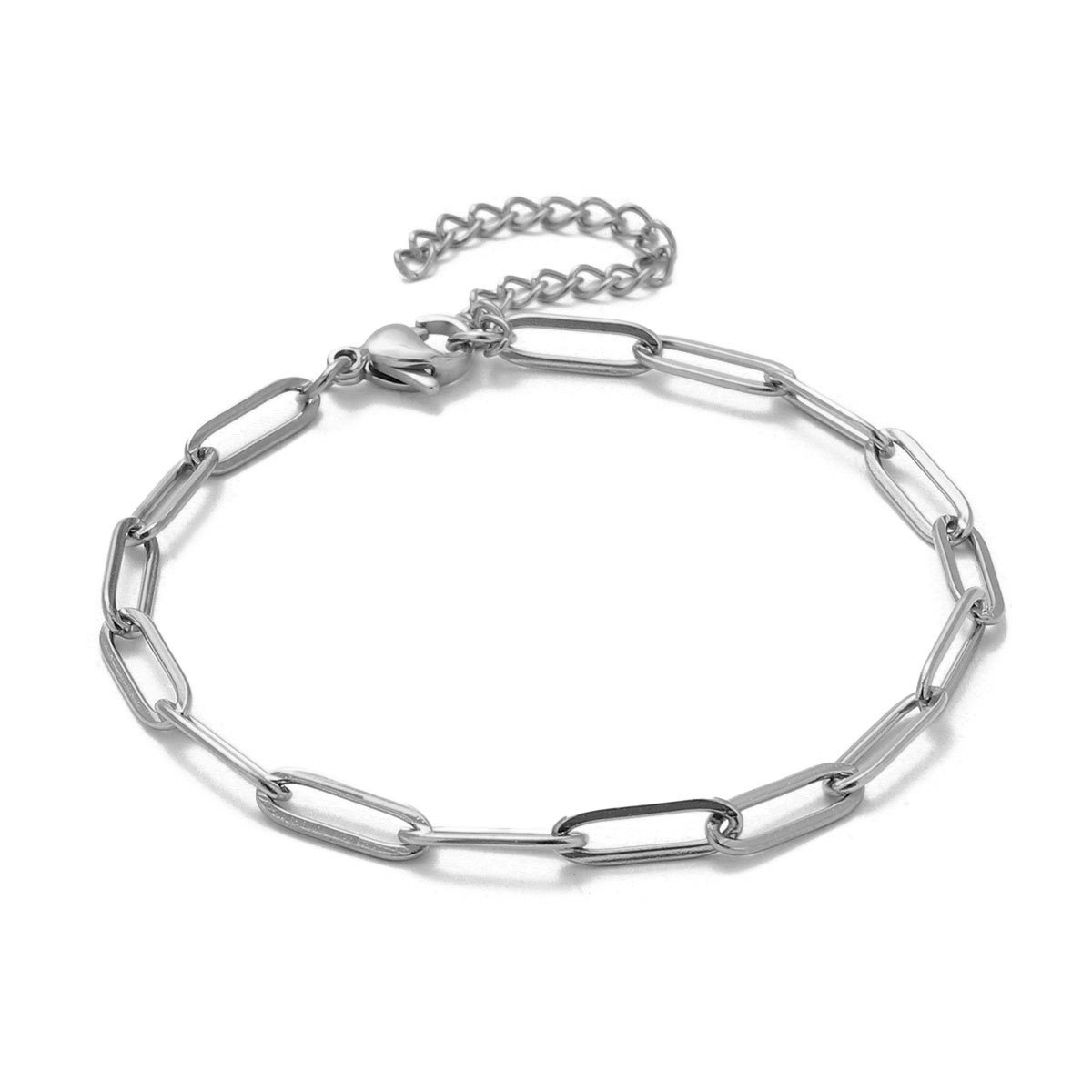 12pcs/pack 17-22cm 18k Gold Plated Stainless Steel Paperclip Cross Link Chain Bracelet Women Handmade DIY Charm Jewelry Making