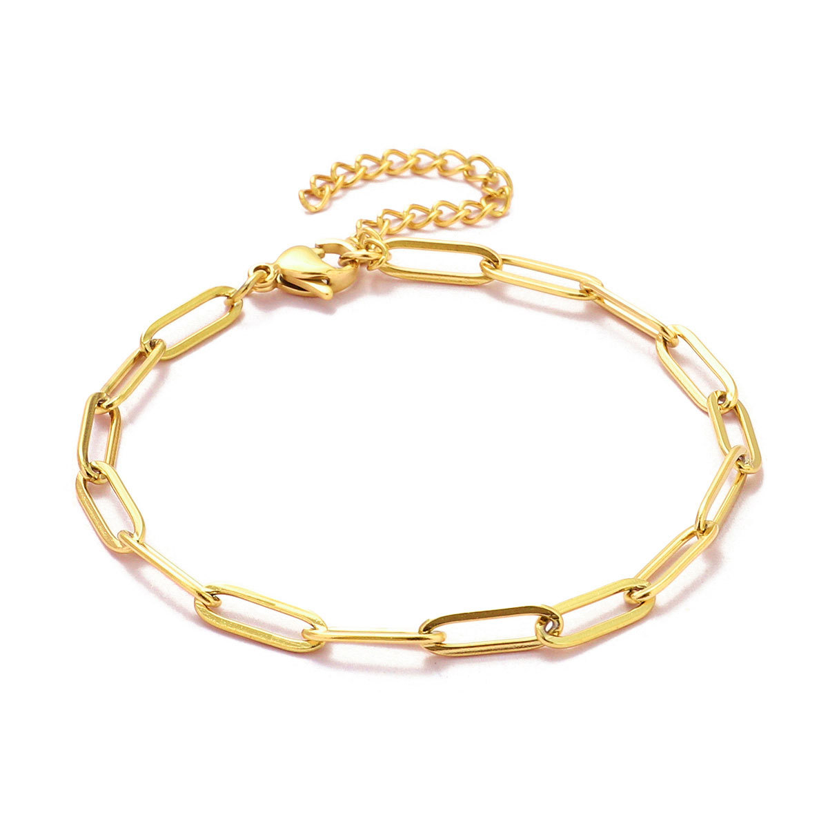 12pcs/pack 17-22cm 18k Gold Plated Stainless Steel Paperclip Cross Link Chain Bracelet Women Handmade DIY Charm Jewelry Making