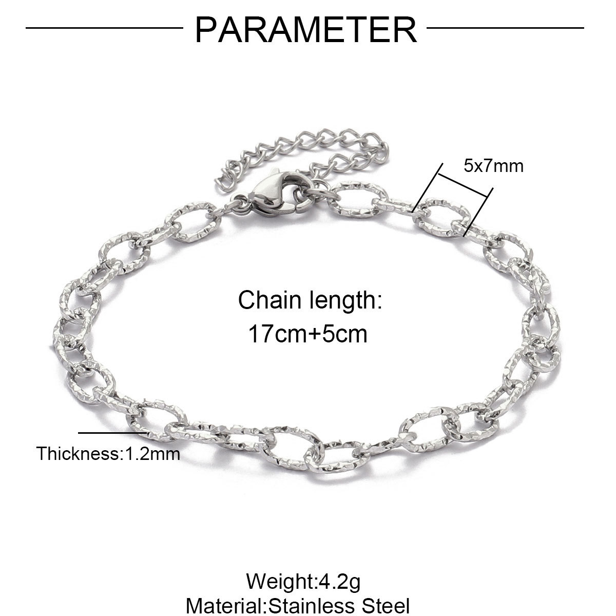 12pcs/pack 17-22cm 18k Gold Plated Stainless Steel Paperclip Cross Link Chain Bracelet Women Handmade DIY Charm Jewelry Making