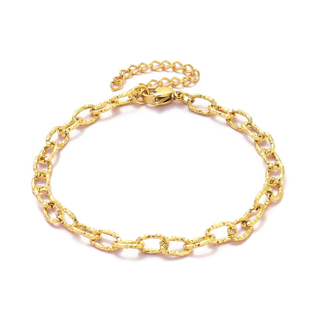 12pcs/pack 17-22cm 18k Gold Plated Stainless Steel Paperclip Cross Link Chain Bracelet Women Handmade DIY Charm Jewelry Making