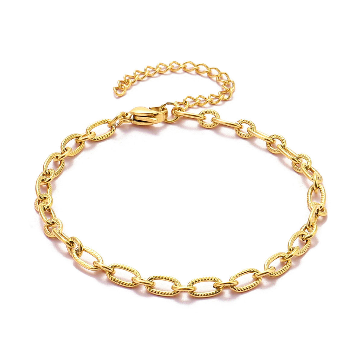 12pcs/pack 17-22cm 18k Gold Plated Stainless Steel Paperclip Cross Link Chain Bracelet Women Handmade DIY Charm Jewelry Making