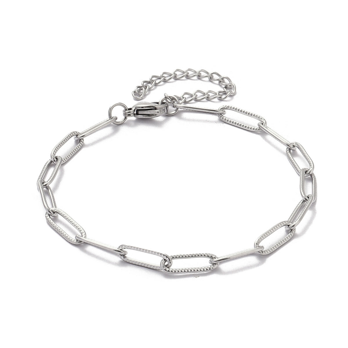 12pcs/pack 17-22cm 18k Gold Plated Stainless Steel Paperclip Cross Link Chain Bracelet Women Handmade DIY Charm Jewelry Making