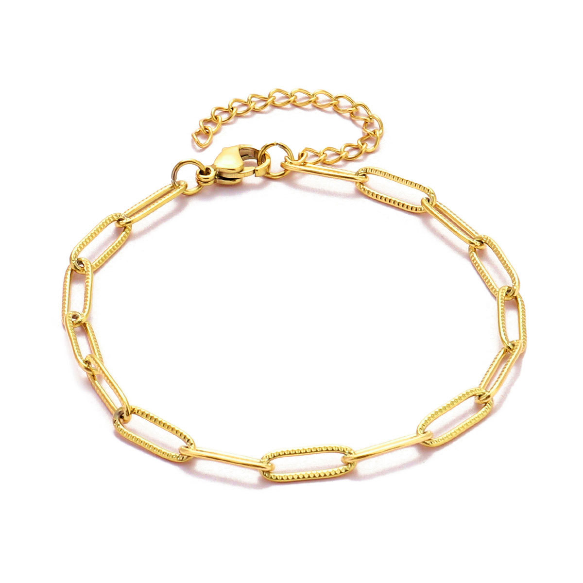 12pcs/pack 17-22cm 18k Gold Plated Stainless Steel Paperclip Cross Link Chain Bracelet Women Handmade DIY Charm Jewelry Making