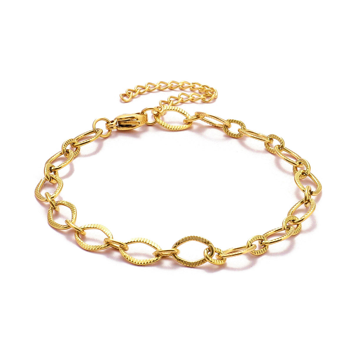 12pcs/pack 17-22cm 18k Gold Plated Stainless Steel Paperclip Cross Link Chain Bracelet Women Handmade DIY Charm Jewelry Making