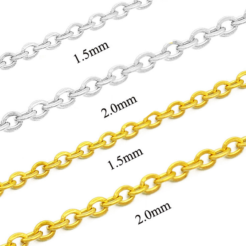 100pcs/pack 45-55cm 316L Stainless Steel Flat Cross Necklace Link Chains Wholesale Women DIY Jewelry Making Supplies For Pendants