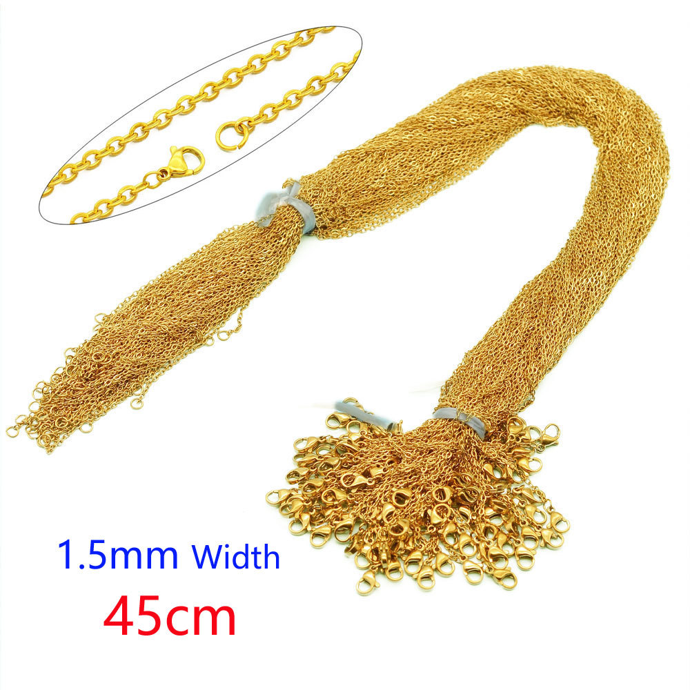 100pcs/pack 45-55cm 316L Stainless Steel Flat Cross Necklace Link Chains Wholesale Women DIY Jewelry Making Supplies For Pendants
