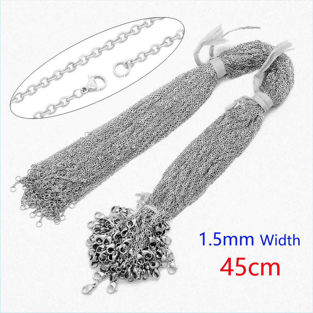 100pcs/pack 45-55cm 316L Stainless Steel Flat Cross Necklace Link Chains Wholesale Women DIY Jewelry Making Supplies For Pendants
